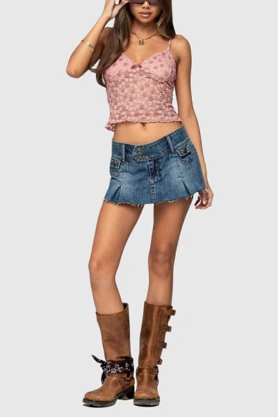 EDIKTED FLORAL TEXTURED LACE TANK TOP IN PINK, WOMEN'S AT URBAN OUTFITTERS