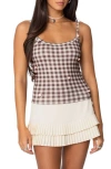Edikted Flower Field Gingham Camisole In Black Mix