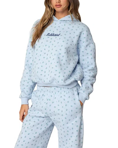 Edikted Flower Power Hoodie In Light-blue