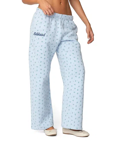 Edikted Flower Power Sweatpants In Light-blue