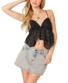 Edikted Flutter Frill Crop Camisole In Black
