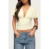 Edikted Flutter Plunging V Neck Top In Yellow