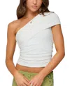 Edikted Fold Over Ruched One Shoulder Top In White