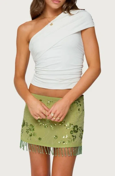 EDIKTED EDIKTED FOLDOVER ONE-SHOULDER CROP TOP
