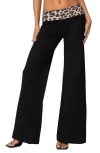 Edikted Foldover Waist Wide Leg Pants In Black