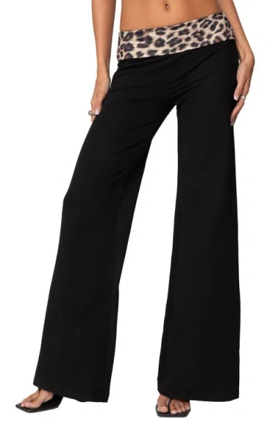 EDIKTED EDIKTED FOLDOVER WAIST WIDE LEG PANTS