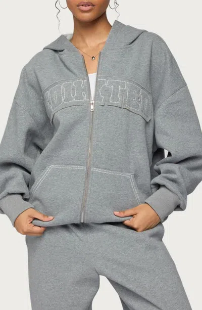 Edikted Forever  Oversized Full Zip Hoodie In Gray