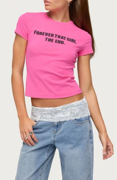 Edikted Forever That Girl Stretch Cotton T-shirt In Pink