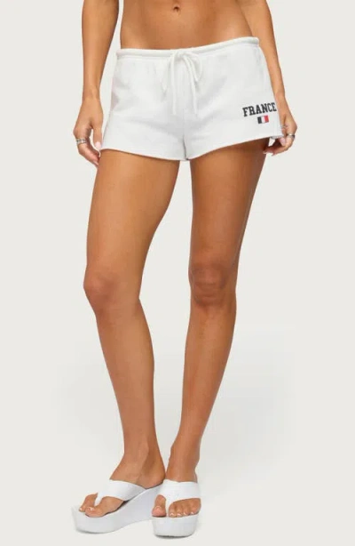 Edikted France Low Rise Micro Shorts In White