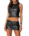 Edikted Frances Backless Faux Leather Crop Top In Black