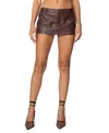 Edikted Frances Low Rise Faux Leather Miniskort In Burgundy