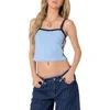 Edikted Francesca Contrast Detail Crop Stretch Cotton Blend Tank In Light-blue