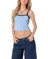 Edikted Francesca Contrast Detail Crop Stretch Cotton Blend Tank In Light Blue