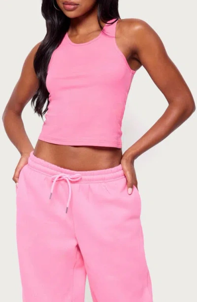 Edikted Francie Crop Stretch Cotton Rib Tank In Pink