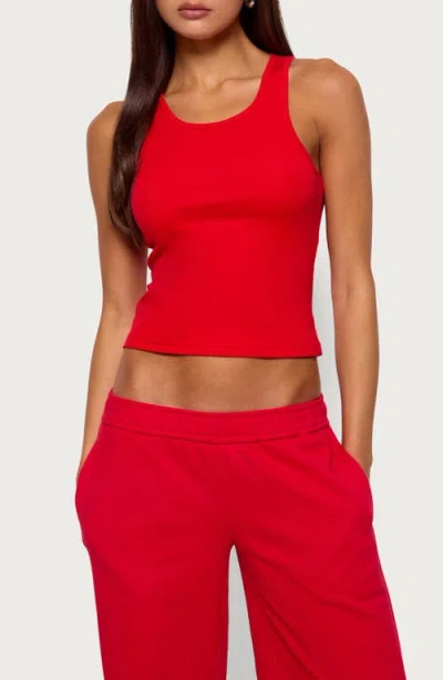 Edikted Francie Crop Stretch Cotton Rib Tank In Red