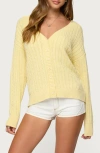 Edikted Francine Oversize Cable Cotton Cardigan In Yellow