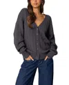 Edikted Francine Oversized V Neck Cardigan In Dark Gray