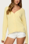 Edikted Francine Oversized V Neck Cardigan In Yellow, Women's At Urban Outfitters In Yellow