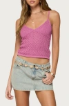 Edikted Frankey Sparkly Textured Knit Tank Top In Pink