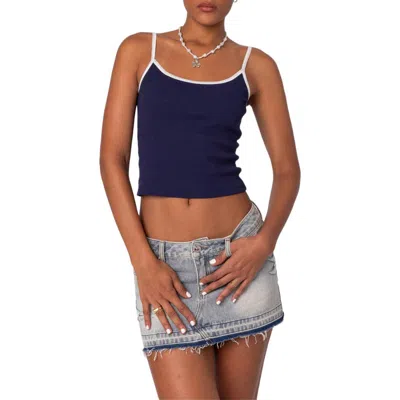 Edikted Franky Contrast Trim Rib Camisole In Blue