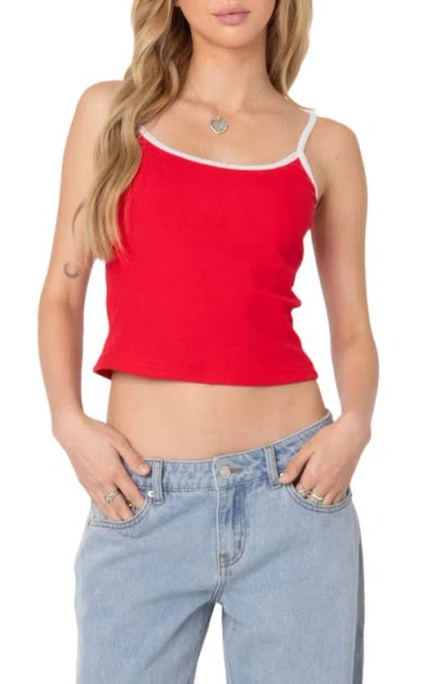 Edikted Franky Contrast Trim Rib Camisole In Red