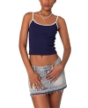 Edikted Franky Ribbed Contrast Tank Top In Navy