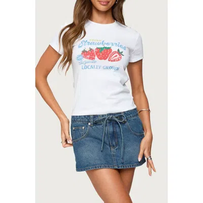 Edikted Fresh Strawberries Stretch Cotton Graphic T-shirt In White