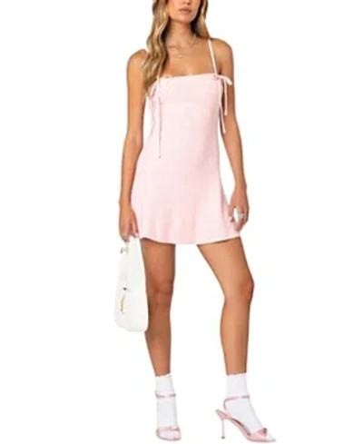 Edikted Fridah Ribbed Knit Mini Dress In Pink