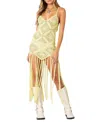 Edikted Fringe Open Knit Minidress In Yellow