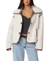 Edikted Frost Oversized Shearling Jacket In Beige