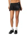 Edikted Gabriela Pleated Denim Miniskort In Black