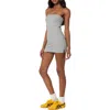 Edikted Gail Strapless Stretch Cotton Romper In Gray