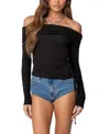 Edikted Off The Shoulder Long Sleeve Top In Black