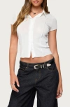 Edikted Geena Semisheer Button-up Shirt In White