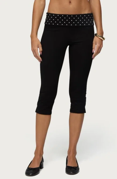 Edikted Genni Foldover Capri Pants In Black