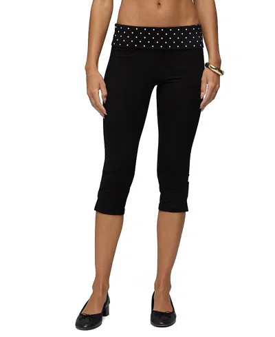 Edikted Genni Polka Dot Foldover Capri Pants In Black