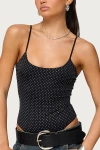 Edikted Georgey Rhinestone Bodysuit In Black