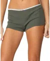 Edikted Georgina Low Rise Waffle Shorts In Olive