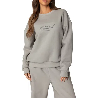 Edikted Get  Crewneck Sweatshirt In Gray
