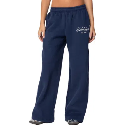 Edikted Get  Relaxed Fit Cotton Blend Sweatpants In Navy