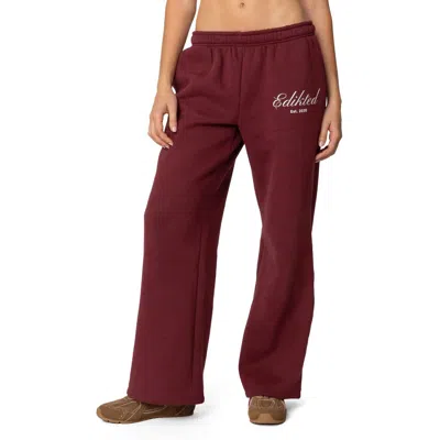 Edikted Get  Relaxed Fit Sweatpants In Burgundy