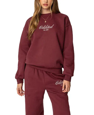 Edikted Get Sweatshirt In Burgundy