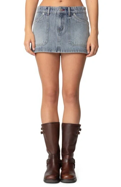 Edikted Gigi Denim Miniskirt In Blue