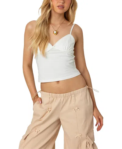 Edikted Gila Lace Trim Tank Top In White