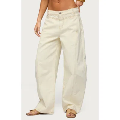 Edikted Gili Contrast Stitch Low Rise Barrel Jeans In Multi