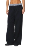Edikted Gingham Boxer Detail Sweatpants In Black