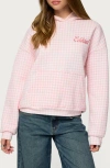 Edikted Gingham Oversize Hoodie In Pink