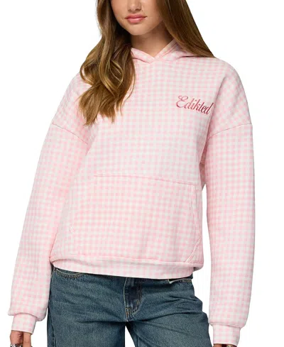 Edikted Gingham Oversized Hoodie In Purple