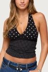 Edikted Ginny Mixed Polka Dot Halter Top In Black