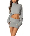 Edikted Gino Cropped Turtle Neck Sweater In Gray Melange